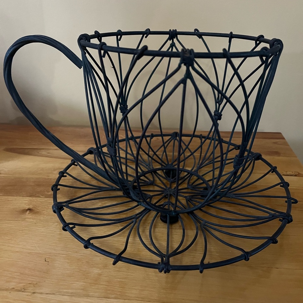 Metal Teacup and attached Saucer for Decoration